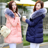 2016韩版孕妇装冬装棉服 孕妇中长款外套大毛领时尚宽松加厚棉衣