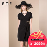 EITIE/爱特爱EITIE爱特爱商场同款2016新款V领短袖高腰修身连衣裙