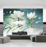 定制电视背景墙壁纸大型壁画美容院客厅个性欧式油画荷花艺术墙布