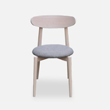 进口现货Retro橡胶木现代简约美式象牙白设计师实木布艺餐椅