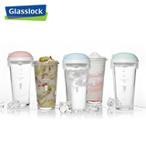 Glasslock韩国家用水杯子有刻度玻璃杯便携带盖随手杯牛奶杯450ml