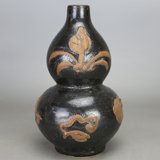 热卖北宋吉州窑雕鱼草纹葫芦瓶包老 古董 陶瓷做旧 民间收藏 古瓷