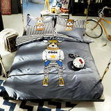 普希罗纯棉四件套全棉床品套件韩版卡通4件套1.8m简约床上用品