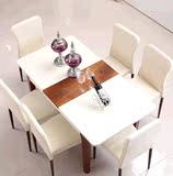 简约现代 实木伸缩钢化玻璃餐桌烤漆大理石餐桌长方形 小户型饭桌