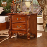卡富尼 美式床头柜欧式床头柜带抽简约实木雕花边柜储物家具组装