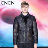 cncn2015冬季新款棉服 男士立领修身外套 冬轻薄时尚印花男棉衣