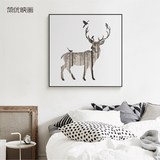 现代儿童房装饰画 森林动物鹿挂画 简约小孩房间客厅墙画