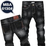 MBA jeans男牛仔裤夏季薄款灰黑色休闲韩版修身弹力直筒男长裤