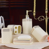 简约欧式陶瓷洗簌套装 卫浴五件套牙具漱口杯结婚礼物浴室套件