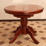 餐台饭桌子1.2米1.6家具美式实木餐桌椅组合深色圆形折叠伸缩中式