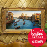 欧式风景手绘油画别墅客厅装饰画餐厅玄关壁炉挂画威尼斯八面来客