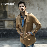 Simwood2015秋装新款韩版修身秋冬装中长款男士风衣修身型外套