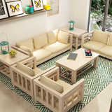 创意简约纯实木沙发白松木沙发单人三人位布艺可拆洗沙发组合客厅
