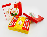 家和富贵荷花餐具瓷器套装创意叉子勺子筷子中国风餐具礼品九件套