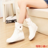 韩版春季学生靴子女春秋短靴平底内增高女鞋子女靴单靴白色黑色