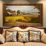 美式油画横幅客厅墙画欧式古典乡村风景装饰画大幅有框画高档挂画