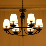 北欧简约美式乡村吊灯卧室灯餐厅灯欧式复古圆形铁艺创意客厅灯