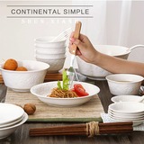 餐具套装家用欧式歺具陶瓷碗碟套装56头骨瓷碗盘筷碗具简约浮雕厚