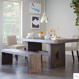 美式铁艺复古实木餐桌餐厅桌椅会议桌咖啡桌酒吧办公桌长方形饭桌