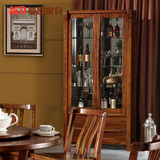 中式实木玻璃酒柜 双门客厅装饰酒柜 家用酒柜展示柜高餐边柜立柜