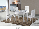 钢化玻璃餐桌椅组合实木现代简约饭桌烤漆成都餐台圆冰花