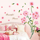 浪漫客厅电视沙发墙装饰墙贴纸温馨新房卧室床头喜庆粉色花卉贴画