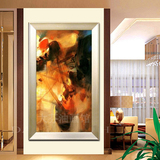 朱德群抽象油画手绘欧式玄关大幅装饰画艺术客厅现代竖版鸿运当头