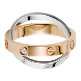 意大利8.5折代购卡地亚LOVE系列镶钻双环戒指 情侣戒对戒B4094300