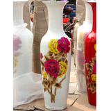 陶瓷器客厅落地大花瓶 白色牡丹麦秆喜庆婚庆摆设瓷瓶1米-1.8米