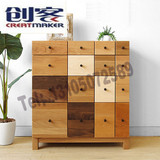 清逸家居北欧实木家具柜子现代简约进口松木、榆木稳重五彩斗柜