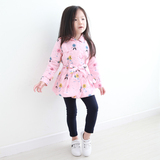 点点家 儿童风衣2015秋  雨中漫步粉色风衣外套 甜美百搭风衣外套