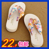 包邮ZARA波西米亚人字拖 沙滩女拖鞋坡跟厚底时尚可爱 韩版女夹拖