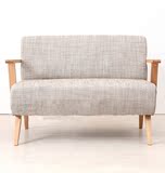 北欧小型简易复古布艺沙发日式单人双人三人纯实木扶手组合沙发椅