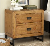 美式铁艺实木做旧移动床头斗柜收纳储物柜松木简约创意床头置物柜