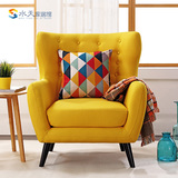 水天美式布艺单人休闲沙发椅小户型简约创意现代沙发阿特老虎椅子