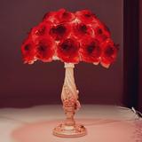 新婚庆台灯卧室床头创意欧式玫瑰花结婚礼物红色装饰水晶时尚婚房
