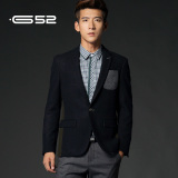 乔治白G52西服男士冬季韩版休闲毛呢加厚外套拼色修身型青年西装