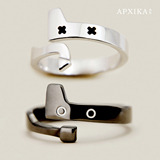 APXIKA原创设计925纯银情侣戒指创意男女手工开活口对戒日韩个性