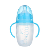小不点全硅胶奶瓶宝宝宽口径防摔防胀气储奶瓶带吸管手柄