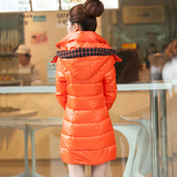 时尚新品2015秋冬新款韩版女式中长款修身连帽羽绒服大码羽绒衣潮
