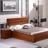 全实木床现代中式榆木床卧室双人床1.8米1.5米气压箱体床婚床直销