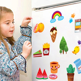 可移除墙贴纸贴画 儿童卡通水果食物厨房瓷砖冰箱柜门贴随意贴