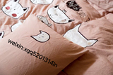 日式卡通可爱小猫咪小兔子大象水洗棉工艺床上用品全棉四件套纯棉
