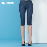 Boton波顿女式弹力中裤牛仔裤 修身显瘦腿七分裤 LE397