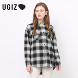 UGIZ韩国女装时尚休闲大方格子宽松气质长袖衬衫UCSY410A专柜正品
