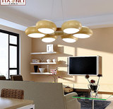 现代简约圆形餐厅吊灯创意木纹客厅卧室led吧台儿童房环保树脂灯