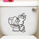 报纸兔 个性创意浴室卫生间马桶防水贴纸家装贴画三代可移除墙贴