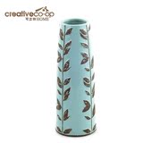 可立特 家居饰品 淡蓝色枝叶图案陶瓷花瓶