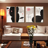 荷韵  现代新中式写意中国画抽象荷花油画手绘家居客厅玄关装饰画