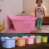 加厚保温儿童塑料洗澡桶可坐有盖成人沐浴桶加长宝宝浴缸靠背按摩